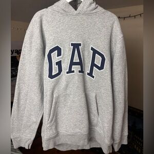GAP Men's Heather Gray Hoodie with Navy Logo